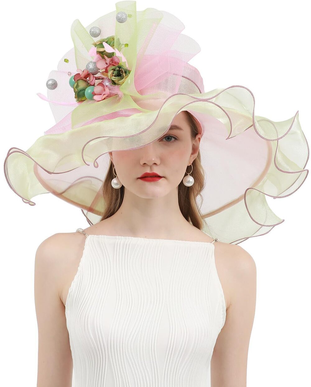 7370 Organza Fascinator Kentucky Hat Derby Floral Tea Party Wedding Hat 867